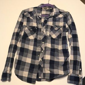 Salt Valley Western Blue Button Down Flannel Men M